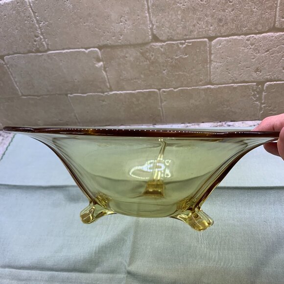 Vintage Fostoria 2394 Yellow 3 Footed Bowl - 11 5/8" Depression Glass - Picture 7 of 7